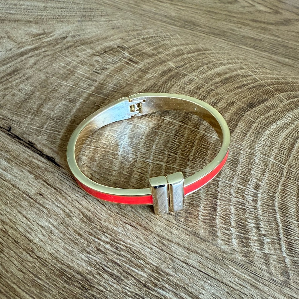 Gold and Red Bangle Bracelet